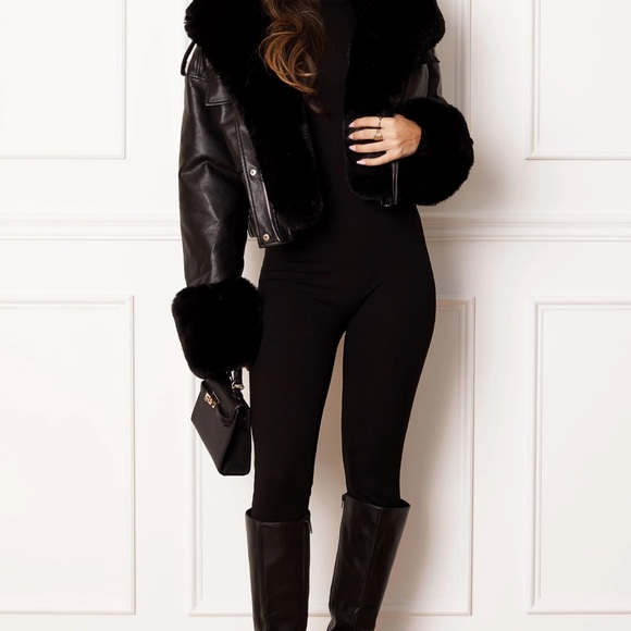 Olivia Black Faux Fur Coat - Picture 4 of 7